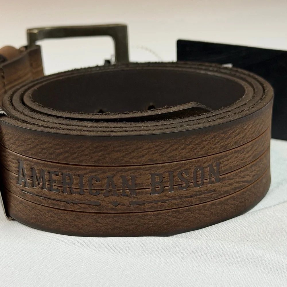 American Bison‎ 100% Genuine Leather Dark Brown Leather Belt-Size 36